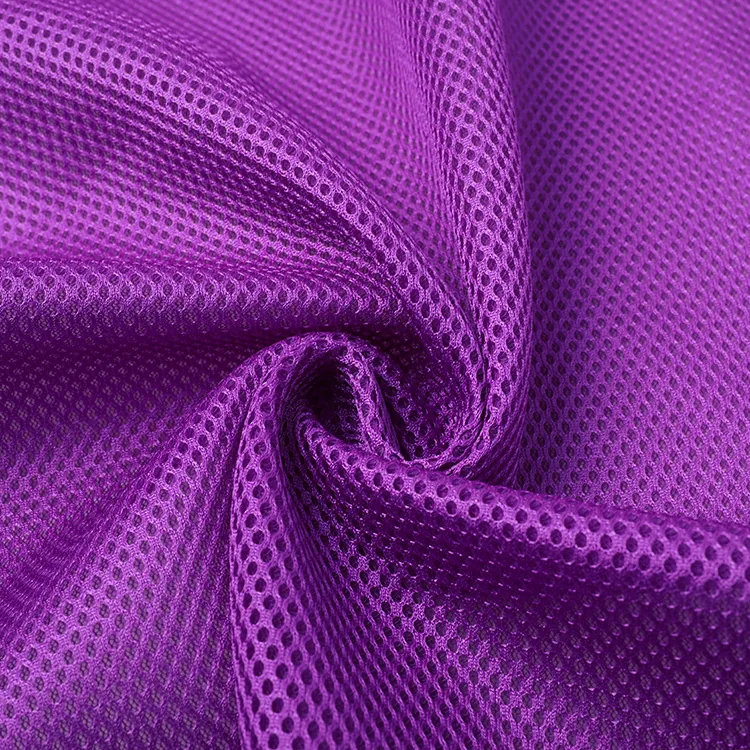 Purple breathable mesh fabric considered for outdoor crew work shirts