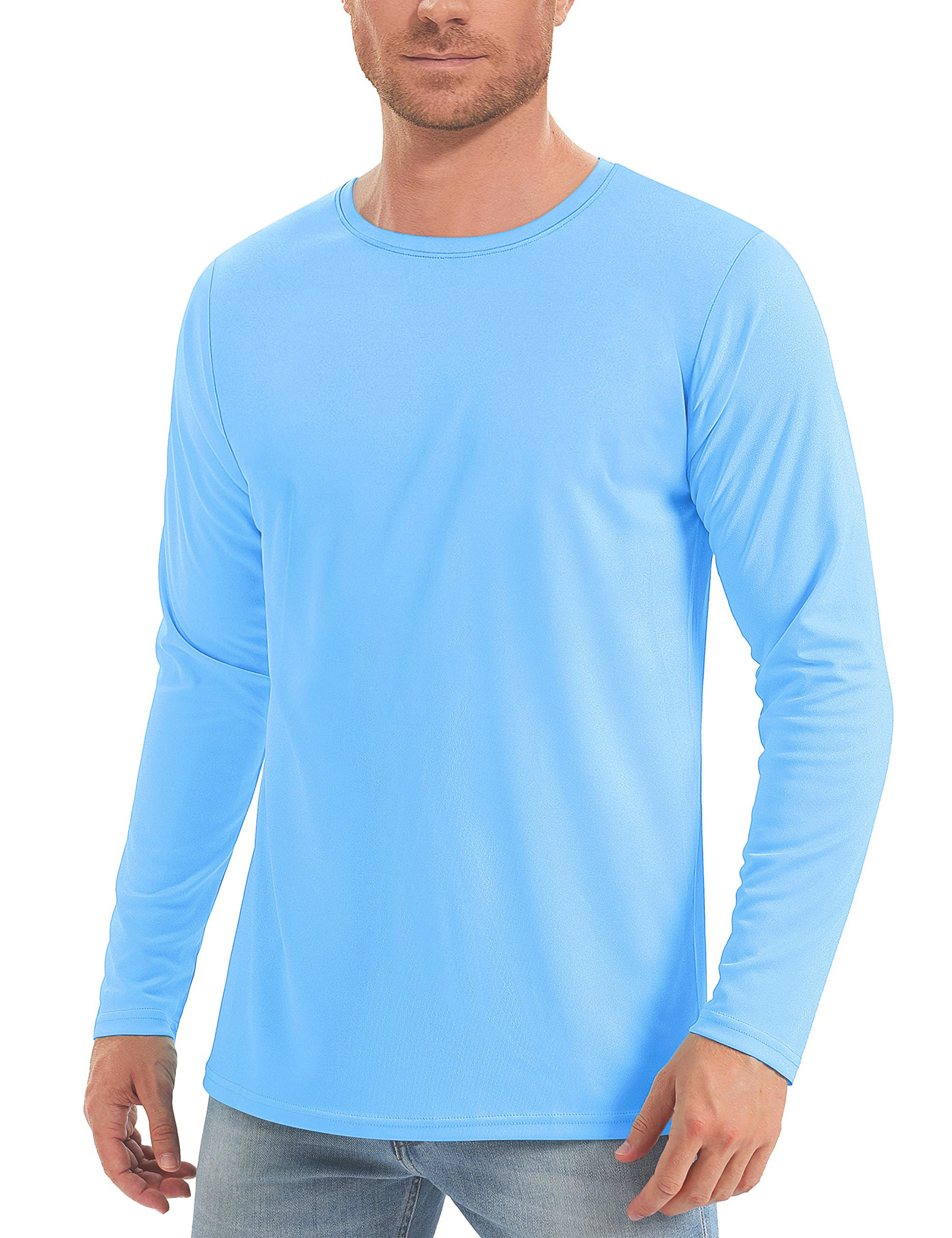 Light blue long sleeve UV work shirt for outdoor employees