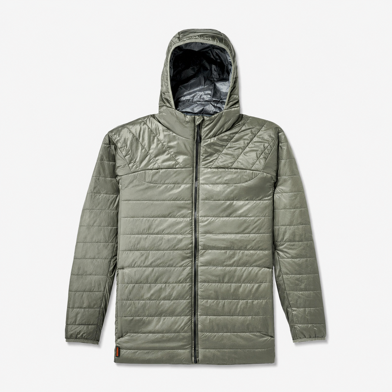 Insulated green hooded fishing jacket for winter