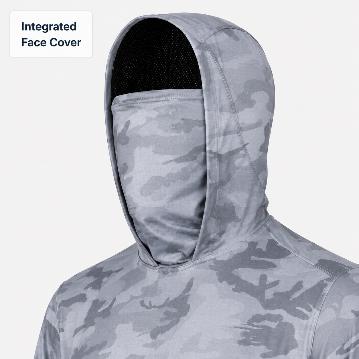 Integrated face cover fishing hoodie