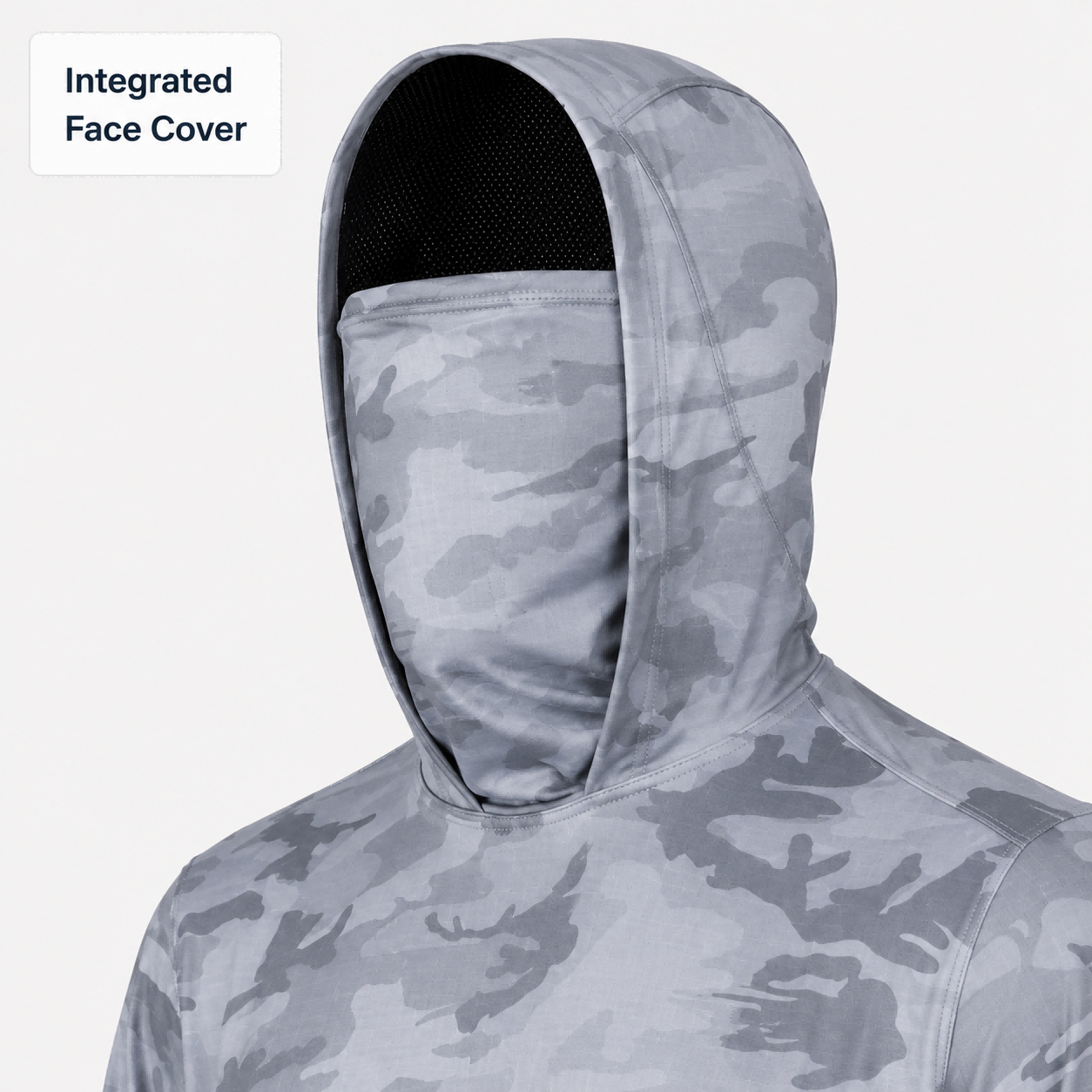 Integrated face cover fishing hoodie