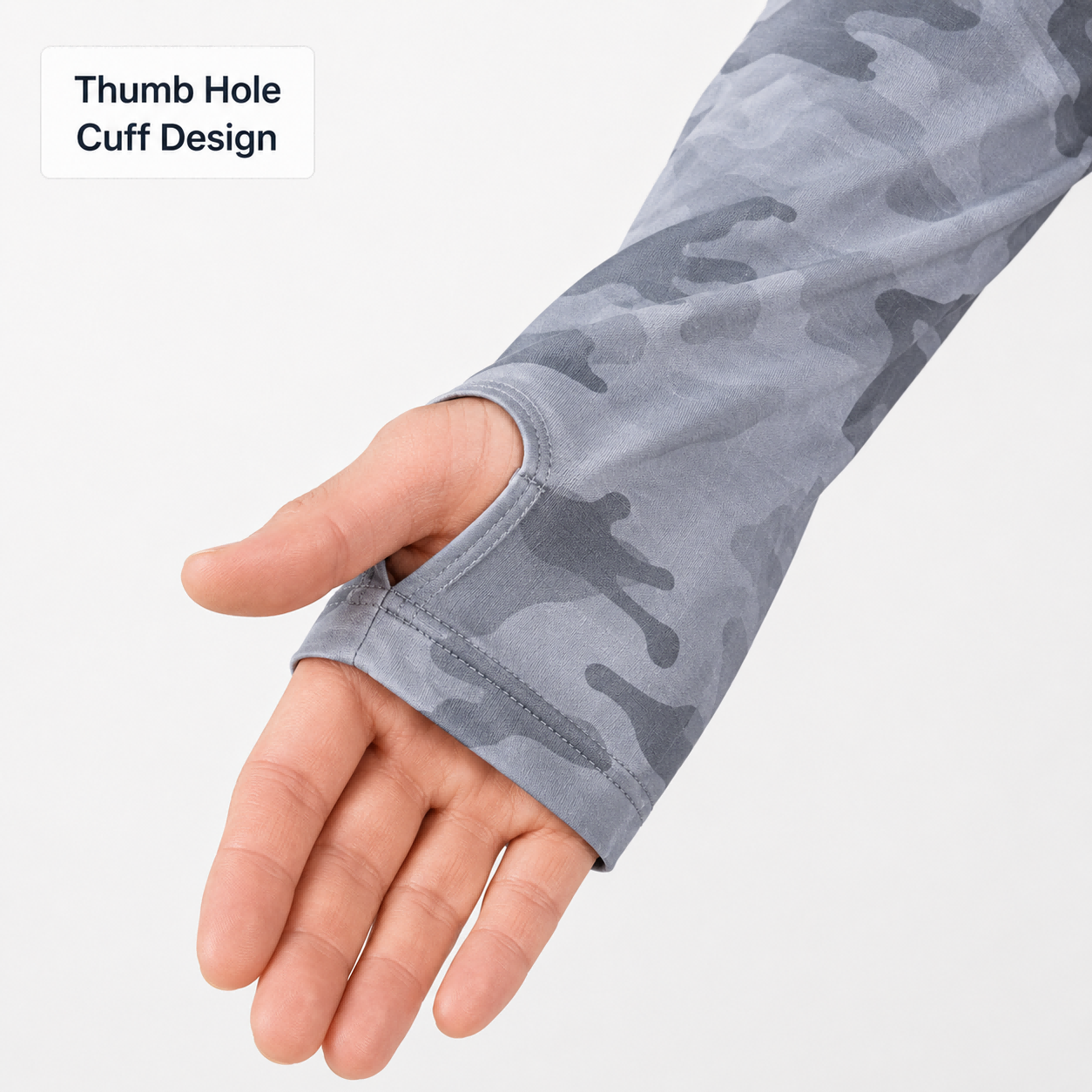 Thumb hole cuff design for fishing hoodie