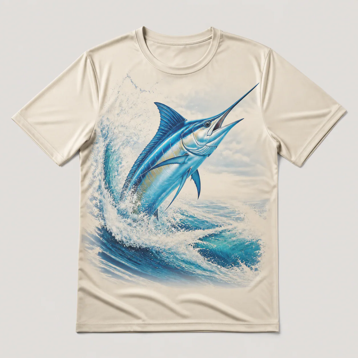 Full-color digital printing example on a custom fishing T-shirt
